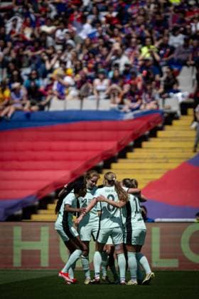 Erin Cuthbert Chelsea Women celebrates after scoring her team s goal during a Women s UEFA Champions League first leg semifinal match between FC Barcelona and Chelsea Women at Estadi Olimpic Lluis Companys, in Barcelona, ,Spain on April 20, 2024 Photo by Felipe Mondino Copyright: x@FELIPExMONDINOx