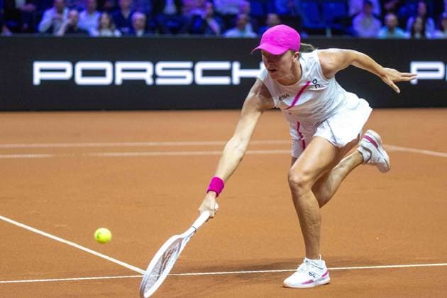 Iga Swiatek POL xettx, Germany, Stuttgart, 20 04 2024, Tennis, Porsche Tennis Grand Prix, Day 8, 2024, Semifinal, I Swiatek E Rybakina, Porsche Arena Photo A2 Bildagentur Peter Hartenfelser