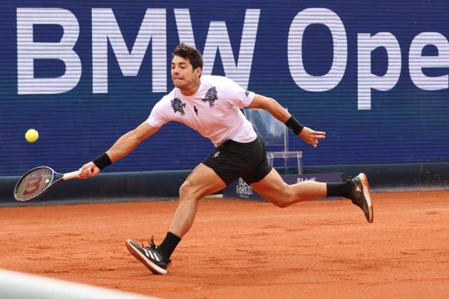 Cristian Garin CHI single image, cropped, on the ball Tennis BMW Open 2024 Munich 19 04 2024 PHOTO Mladen Lackovic LakoPress