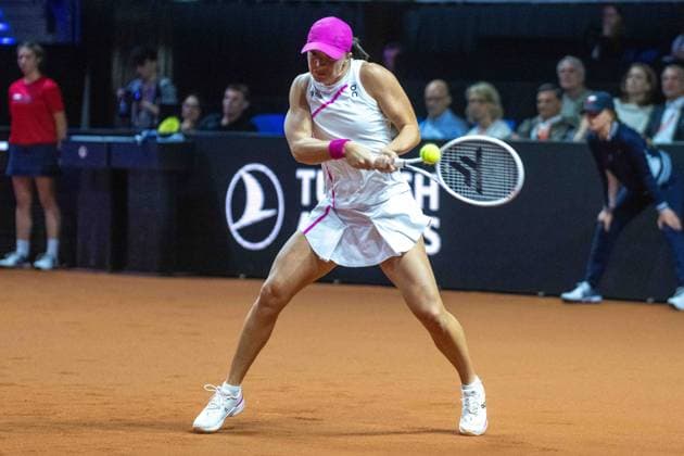 Iga Swiatek POL xettx, Germany, Stuttgart, 20 04 2024, Tennis, Porsche Tennis Grand Prix, Day 8, 2024, Semifinal, I Swiatek E Rybakina, Porsche Arena Photo A2 Bildagentur Peter Hartenfelser