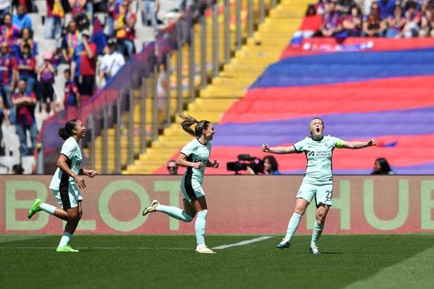 FC Barcelona, Barca v CHELSEA FC OLIMPIC STADIUM,BARCELONA. April 20,2024 FC BARCELONA vs CHELSEA FC. Aapril 20,2024 Erin Cuthbert (22) of Chelsea FC celebrates scoring his team s first goal during the match between FC Barcelona and Chelsea FC corresponding to the semi-final of the women s UEFA Champions League at the Olimpic Stadium Lluis Companys in Barcelona, Spain, on April 20, 2024. Barcelona ESP Copyright: xS.xRosx