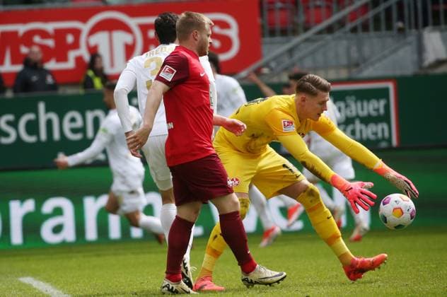 1 1 Equalizer for Wehen Wiesbaden by Ivan Prtajin 18, Wehen Wiesbaden 20 04 2024, Football, 2 Bundesliga, FC Kaiserslautern SV Wehen Wiesbaden, Matchday 30, Season 2023 24, Fritz Walter Stadion, Kaiserslautern, Germany, zmdz, DFB DFL regulations prohibit any use of photographs as image sequences and or quasi video FC Kaiserslautern SV Wehen Wiesbaden