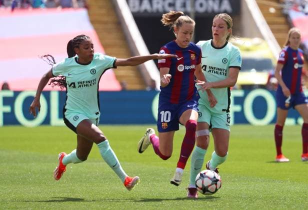 FC Barcelona, Barca v Chelsea FC Women: Semi-final First Leg - UEFA Women s Champions League Ashley Lawrence, Melanie Leupolz, and Caroline Graham Hansen are playing in the match between FC Barcelona and Chelsea FC, which corresponds to the first leg of the Semi-Final of the Women s UEFA Champions League. The match is taking place at the Olympic Stadium Lluis Companys in Barcelona, Spain, on April 20, 2024. Barcelona Spain  Copyright: xUrbanandsportx originalFilename:urbanandsport-fcbarcel240420_npKmz.jpg