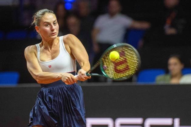 Marta Kostyuk UKR xettx, Germany, Stuttgart, 20 04 2024, Tennis, Porsche Tennis Grand Prix, Day 8, 2024, Semifinal, M Kostyuk M Vondrousova, Porsche Arena Photo A2 Bildagentur Peter Hartenfelser