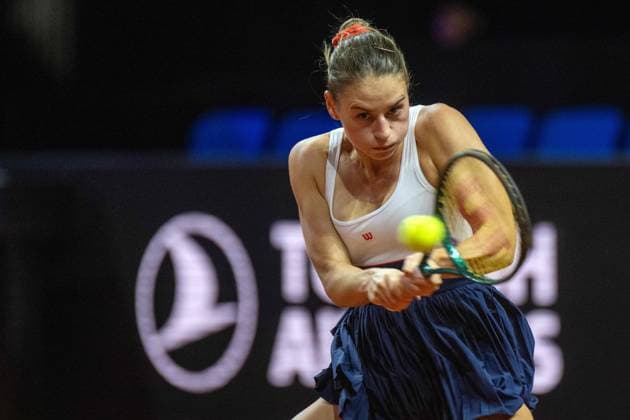 Marta Kostyuk UKR xettx, Germany, Stuttgart, 20 04 2024, Tennis, Porsche Tennis Grand Prix, Day 8, 2024, Semifinal, M Kostyuk M Vondrousova, Porsche Arena Photo A2 Bildagentur Peter Hartenfelser