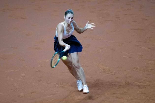 Marta Kostyuk UKR xettx, Germany, Stuttgart, 20 04 2024, Tennis, Porsche Tennis Grand Prix, Day 8, 2024, Semifinal, M Kostyuk M Vondrousova, Porsche Arena Photo A2 Bildagentur Peter Hartenfelser
