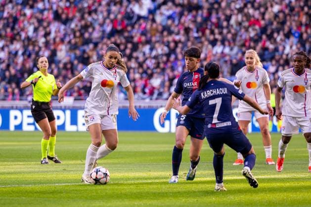 Lyon, France Delphine Cascarino (20 Olympique Lyonnais) in action during the UEFA Womens Champions League semi-final game between Olympique Lyonnais and Paris Saint Germain at Groupama Stadium in Lyon, France. (Pauline Figuet SPP) Copyright: xPaulinexFiguetx xSPPx spp-en-PaFiSp-PF_OLvPSG715