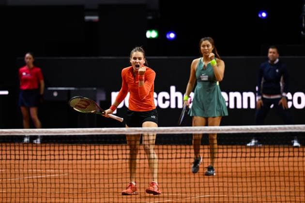 Porsche Tennis Grand Prix 2024 in Stuttgart, 20 04 2024 Doubles Hao Ching Chan TPE and Veronika Kudermetova RUS Porsche Tennis Grand Prix 2024