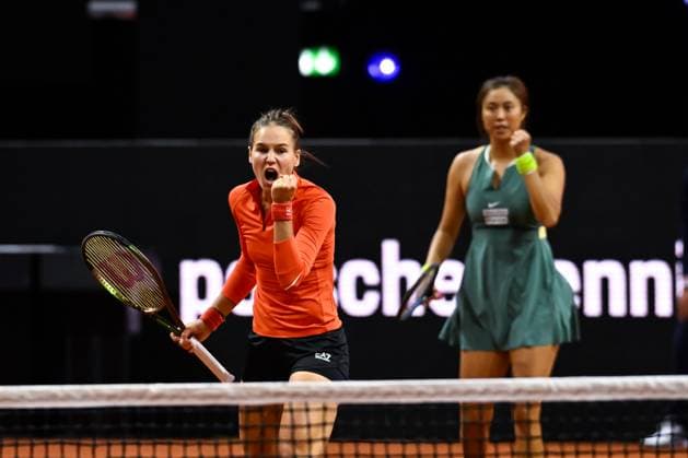 Porsche Tennis Grand Prix 2024 in Stuttgart, 20 04 2024 Doubles Hao Ching Chan TPE and Veronika Kudermetova RUS Porsche Tennis Grand Prix 2024