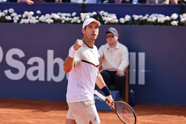 Dusan Lajovic (SRB), APRIL20, 2024 - Tennis : Dusan Lajovic celebrate after point singles Semi final match against Stefanos Tsistipas on the Barcelona Open Banc Sabadell tennis tournament at the Real Club de Tenis de Barcelona in Barcelona, Spain. Noxthirdxpartyxsales (250779792)