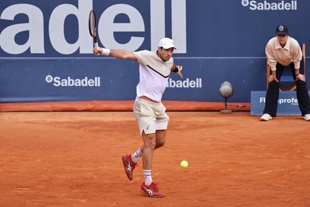 Dusan Lajovic (SRB), APRIL20, 2024 - Tennis : Dusan Lajovic during singles Semi final match against Stefanos Tsistipas on the Barcelona Open Banc Sabadell tennis tournament at the Real Club de Tenis de Barcelona in Barcelona, Spain. Noxthirdxpartyxsales (250780309)