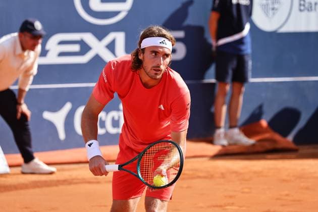 Stefanos Tsitsipas (GRE), APRIL20, 2024 - Tennis : Stefanos Tsitsipas during singles Semi final match against Dusan Lajovic on the Barcelona Open Banc Sabadell tennis tournament at the Real Club de Tenis de Barcelona in Barcelona, Spain. Noxthirdxpartyxsales  (250780674)