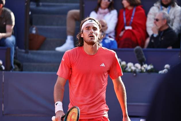 Stefanos Tsitsipas (GRE), APRIL20, 2024 - Tennis : Stefanos Tsitsipas during singles Semi final match against Dusan Lajovic on the Barcelona Open Banc Sabadell tennis tournament at the Real Club de Tenis de Barcelona in Barcelona, Spain. Noxthirdxpartyxsales  (250781288)
