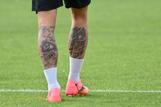Tattoos details of SSC Napoli s defender Giovanni Di Lorenzo during Empoli FC vs SSC Napoli, Italian soccer Serie A match in Empoli, Italy, April 20 2024  Copyright: xLisaxGuglielmi IPAxSportx xipa-ax xx IPA_45346672 IPA_Agency_IPA45346672
