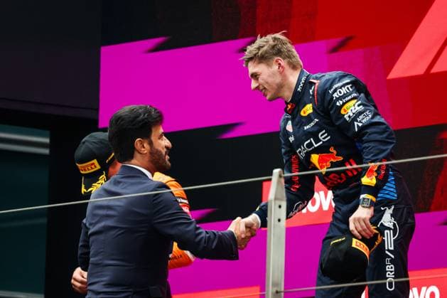 BEN SULAYEM Mohammed (uae), President of the FIA, VERSTAPPEN Max (ned), Red Bull Racing RB20, portrait, during the Formula 1 Lenovo Chinese Grand Prix 2024, 5th round of the 2024 Formula One World Championship, WM, Weltmeisterschaft from April 19 to 21, 2024 on the Shanghai International Circuit, in Shanghai, China - F1 - CHINESE GRAND PRIX 2024 DPPI Panoramic  240421_R05_CHINA_DP_FGOO3243