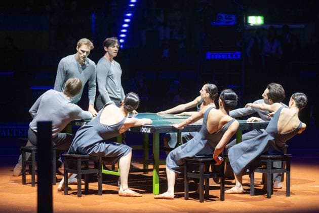 Show performance by the Stuttgart Ballet xettx, Germany, Stuttgart, 21 04 2024, Tennis, Porsche Tennis Grand Prix, Day 9, 2024, Final, E Rybakina M Kostyuk, Porsche Arena Photo A2 Bildagentur Peter Hartenfelser