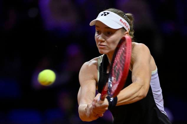 Elena Rybakina KAZ Action Tennis Ladies Porsche Cup Porsche Tennis Grand Prix GP Stuttgart 2024 Porsche Arena 21 04 2024 DFL REGULATIONS PROHIBIT ANY USE OF PHOTOGRAPHS AS IMAGE SEQUENCES AND OR QUASI VIDEO Porsche Tennis Grand Prix GP Stuttgart 2024