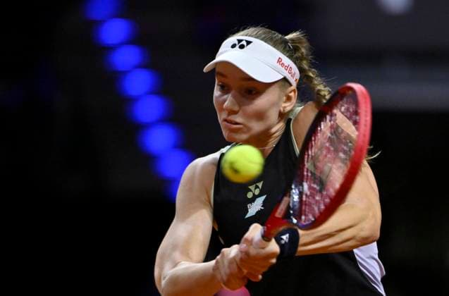 Elena Rybakina KAZ Action Tennis Ladies Porsche Cup Porsche Tennis Grand Prix GP Stuttgart 2024 Porsche Arena 21 04 2024 DFL REGULATIONS PROHIBIT ANY USE OF PHOTOGRAPHS AS IMAGE SEQUENCES AND OR QUASI VIDEO Porsche Tennis Grand Prix GP Stuttgart 2024