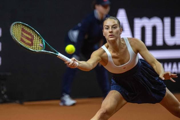 Marta Kostyuk UKR xettx, Germany, Stuttgart, 21 04 2024, Tennis, Porsche Tennis Grand Prix, Day 9, 2024, Final, E Rybakina M Kostyuk, Porsche Arena Photo A2 Bildagentur Peter Hartenfelser