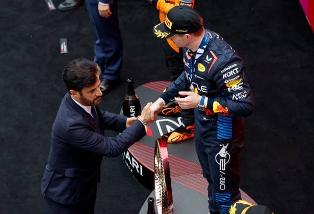 BEN SULAYEM Mohammed (uae), President of the FIA, portrait and VERSTAPPEN Max (ned), Red Bull Racing RB20, portrait during the Formula 1 Lenovo Chinese Grand Prix 2024, 5th round of the 2024 Formula One World Championship, WM, Weltmeisterschaft from April 19 to 21, 2024 on the Shanghai International Circuit, in Shanghai, China - F1 - CHINESE GRAND PRIX 2024 DPPI Panoramic 240421_R05_CHINA_DP_JK14836