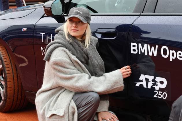 Lena Gercke, German TV presenter and model with winning car, all-electric BMW i4 M50, Tennis BMW Open 2024 Final Jan Lennard Struff Taylor Fritz Munich 21 04 2024 PHOTO Mladen Lackovic LakoPress