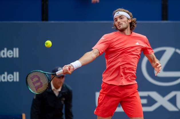 Final 71 Barcelona Open Banc de Sabadell. Conde de Godo Trophy. Real Club de Tenis Barcelona. April 21,2024 71 Barcelona Open Banc de Sabadell. Conde de Godo Trophy. Final Casper Ruud (NOR) vs Stefanos Tsitsipas (GRE) Real Club de Tenis Barcelona. April 21,2024 Stefanos Tsitsipas during the final of the ATP, Tennis Herren Barcelona Open Banc de Sabadell tennis tournament Trofeo Conde de Godo played at the Real Club de Tenis Barcelona. April 21, 2024. Barcelona ESP Copyright: xS.xRosx