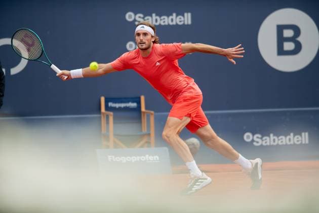 Final 71 Barcelona Open Banc de Sabadell. Conde de Godo Trophy. Real Club de Tenis Barcelona. April 21,2024 71 Barcelona Open Banc de Sabadell. Conde de Godo Trophy. Final Casper Ruud (NOR) vs Stefanos Tsitsipas (GRE) Real Club de Tenis Barcelona. April 21,2024 Stefanos Tsitsipas during the final of the ATP, Tennis Herren Barcelona Open Banc de Sabadell tennis tournament Trofeo Conde de Godo played at the Real Club de Tenis Barcelona. April 21, 2024. Barcelona ESP Copyright: xS.xRosx