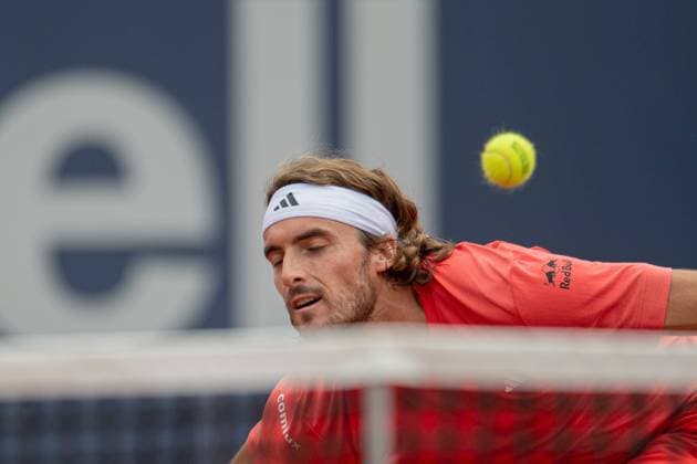 Final 71 Barcelona Open Banc de Sabadell. Conde de Godo Trophy. Real Club de Tenis Barcelona. April 21,2024 71 Barcelona Open Banc de Sabadell. Conde de Godo Trophy. Final Casper Ruud (NOR) vs Stefanos Tsitsipas (GRE) Real Club de Tenis Barcelona. April 21,2024 Stefanos Tsitsipas during the final of the ATP, Tennis Herren Barcelona Open Banc de Sabadell tennis tournament Trofeo Conde de Godo played at the Real Club de Tenis Barcelona. April 21, 2024. Barcelona ESP Copyright: xS.xRosx