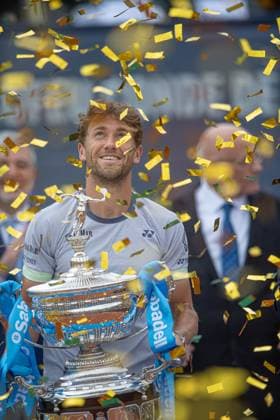 Final 71 Barcelona Open Banc de Sabadell. Conde de Godo Trophy. Real Club de Tenis Barcelona. April 21,2024 71 Barcelona Open Banc de Sabadell. Conde de Godo Trophy. Final Casper Ruud (NOR) vs Stefanos Tsitsipas (GRE) Real Club de Tenis Barcelona. April 21,2024 Casper Ruud celebrates winning the final of the ATP, Tennis Herren Barcelona Open Banc de Sabadell tennis tournament Trofeo Conde de Godo played at the Real Club de Tenis Barcelona. April 21, 2024. Barcelona ESP Copyright: xS.xRosx
