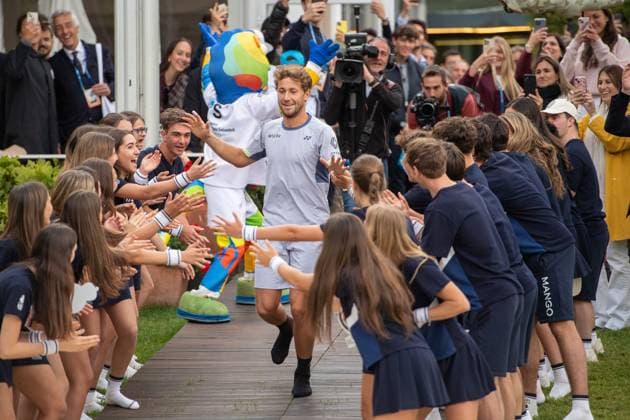 Final 71 Barcelona Open Banc de Sabadell. Conde de Godo Trophy. Real Club de Tenis Barcelona. April 21,2024 71 Barcelona Open Banc de Sabadell. Conde de Godo Trophy. Final Casper Ruud (NOR) vs Stefanos Tsitsipas (GRE) Real Club de Tenis Barcelona. April 21,2024 Casper Ruud celebrates winning the final of the ATP, Tennis Herren Barcelona Open Banc de Sabadell tennis tournament Trofeo Conde de Godo played at the Real Club de Tenis Barcelona. April 21, 2024. Barcelona ESP Copyright: xS.xRosx