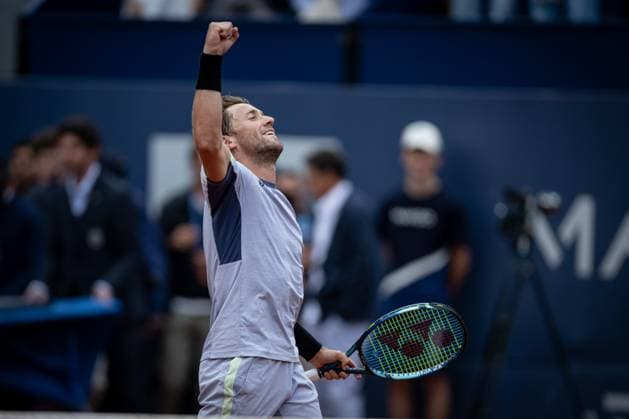 Casper Ruud Norway celebrate his victory against Stefanos Tsitsipas Greece in the final ATP 500 Barcelona Open Banc Sabadell 2024 match at Real Club de Tenis de Barcelona, in Barcelona, Spain on April 21, 2024 Photo by Felipe Mondino Copyright: x@FELIPExMONDINOx