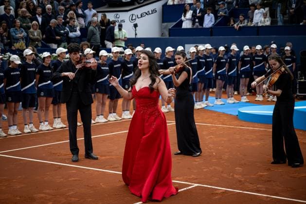 Final celebration in the final ATP 500 Barcelona Open Banc Sabadell Banc Sabadell 2024 match at Real Club de Tenis de Barcelona, in Barcelona, Spain on April 21, 2024 Photo by Felipe Mondino Copyright: x@FELIPExMONDINOx