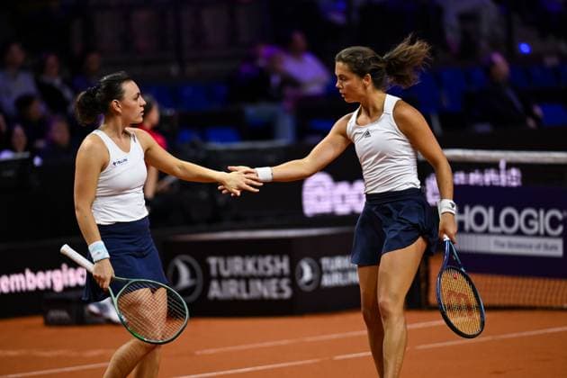 Porsche Tennis Grand Prix 2024 in Stuttgart, 21 04 2024 Doubles Ulrikke Eikeri NOR and Ingrid Neel EST Porsche Tennis Grand Prix 2024