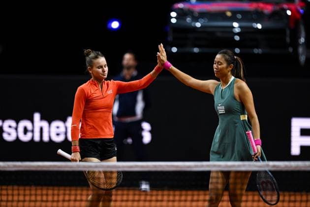 Porsche Tennis Grand Prix 2024 in Stuttgart, 21 04 2024 Doubles Hao Ching Chan TPE and Veronika Kudermetova RUS Porsche Tennis Grand Prix 2024