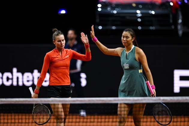 Porsche Tennis Grand Prix 2024 in Stuttgart, 21 04 2024 Doubles Hao Ching Chan TPE and Veronika Kudermetova RUS Porsche Tennis Grand Prix 2024