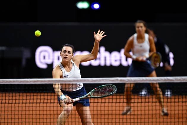 Porsche Tennis Grand Prix 2024 in Stuttgart, 21 04 2024 Doubles Ulrikke Eikeri NOR and Ingrid Neel EST Porsche Tennis Grand Prix 2024
