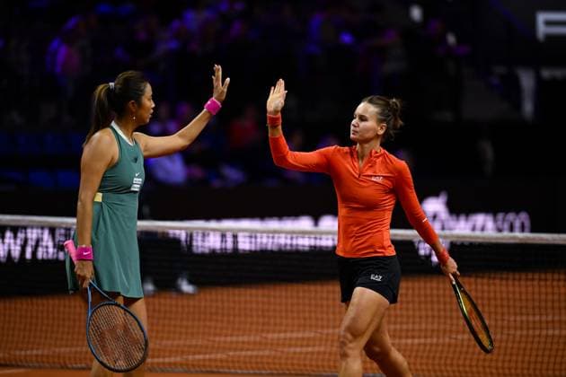Porsche Tennis Grand Prix 2024 in Stuttgart, 21 04 2024 Doubles Hao Ching Chan TPE and Veronika Kudermetova RUS Porsche Tennis Grand Prix 2024