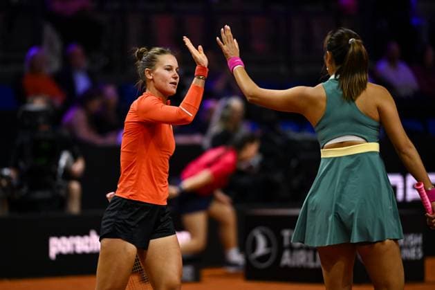 Porsche Tennis Grand Prix 2024 in Stuttgart, 21 04 2024 Doubles Hao Ching Chan TPE and Veronika Kudermetova RUS Porsche Tennis Grand Prix 2024
