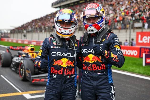 Formula 1 Grand Prix of China 2024 21 04 2024, Shanghai International Circuit, Shanghai, Formula 1 Grand Prix of China 2024 ,in the picture winner Max Verstappen NLD , Oracle Red Bull Racing, 3rd place for Sergio Perez MEX , Oracle Red Bull Racing nordphotoxGmbHx xBratic nph00250