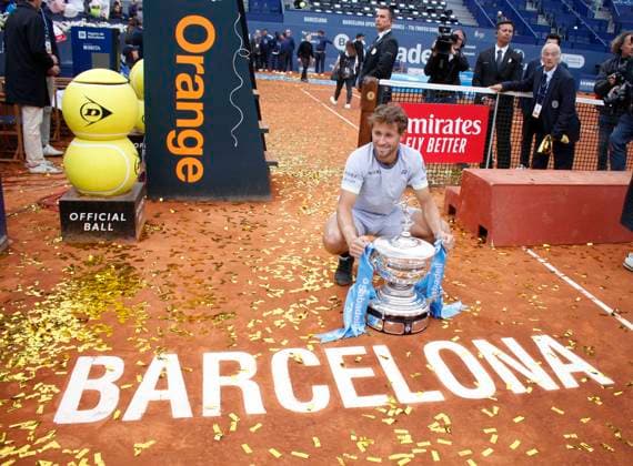 April 21, 2024, Sabadell, Barcelona, Spain: Barcelona Spain 21.04.2024 Casper Ruud (Norway) poses with the Barcelona Open title in the match between Stefanos Tsitsipas (Greece) and Casper Ruud (Norway) during the Day 9 of the Barcelona Open Banc Sabadell Godo on 21 April 2024 in Barcelona. Sabadell Spain - ZUMAu50_ 20240421_zsp_u50_081 Copyright: xXavixUrgelesx