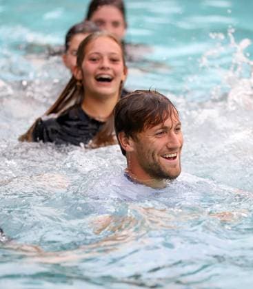 April 21, 2024, Sabadell, Barcelona, Spain: Barcelona Spain 21.04.2024 Casper Ruud (Norway) bathes with the ball boys after the victory in the match between Stefanos Tsitsipas (Greece) and Casper Ruud (Norway) during the Day 9 of the Barcelona Open Banc Sabadell Godo on 21 April 2024 in Barcelona. Sabadell Spain - ZUMAu50_ 20240421_zsp_u50_114 Copyright: xXavixUrgelesx