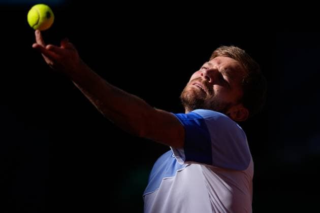 April 22, 2024, Madrid, Madrid, SPAIN: David Goffin of Belgium in action against Facundo Bagnis of Argentina during the Mutua Madrid Open 2024, ATP, Tennis Herren Masters 1000 and WTA, Tennis Damen 1000, tournament celebrated at Caja Magica on April 22, 2024 in Madrid, Spain. Madrid SPAIN - ZUMAa181 20240422_zaa_a181_010 Copyright: xOscarxJ.xBarrosox