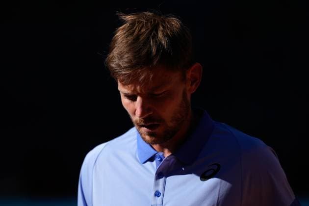 April 22, 2024, Madrid, Madrid, SPAIN: David Goffin of Belgium looks down against Facundo Bagnis of Argentina during the Mutua Madrid Open 2024, ATP, Tennis Herren Masters 1000 and WTA, Tennis Damen 1000, tournament celebrated at Caja Magica on April 22, 2024 in Madrid, Spain. Madrid SPAIN - ZUMAa181 20240422_zaa_a181_011 Copyright: xOscarxJ.xBarrosox