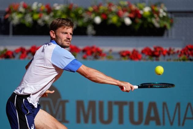 April 22, 2024, Madrid, Madrid, SPAIN: David Goffin of Belgium in action against Facundo Bagnis of Argentina during the Mutua Madrid Open 2024, ATP, Tennis Herren Masters 1000 and WTA, Tennis Damen 1000, tournament celebrated at Caja Magica on April 22, 2024 in Madrid, Spain. Madrid SPAIN - ZUMAa181 20240422_zaa_a181_016 Copyright: xOscarxJ.xBarrosox