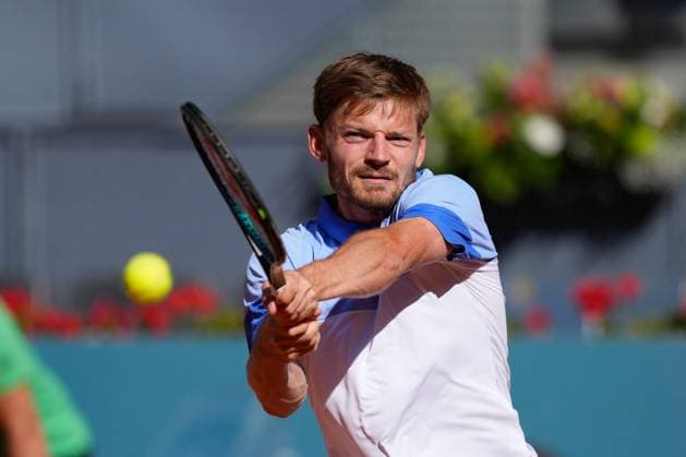 April 22, 2024, Madrid, Madrid, SPAIN: David Goffin of Belgium in action against Facundo Bagnis of Argentina during the Mutua Madrid Open 2024, ATP, Tennis Herren Masters 1000 and WTA, Tennis Damen 1000, tournament celebrated at Caja Magica on April 22, 2024 in Madrid, Spain. Madrid SPAIN - ZUMAa181 20240422_zaa_a181_017 Copyright: xOscarxJ.xBarrosox