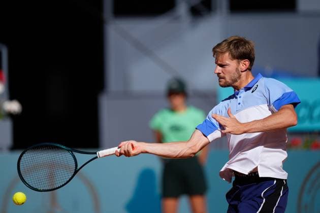 April 22, 2024, Madrid, Madrid, SPAIN: David Goffin of Belgium in action against Facundo Bagnis of Argentina during the Mutua Madrid Open 2024, ATP, Tennis Herren Masters 1000 and WTA, Tennis Damen 1000, tournament celebrated at Caja Magica on April 22, 2024 in Madrid, Spain. Madrid SPAIN - ZUMAa181 20240422_zaa_a181_018 Copyright: xOscarxJ.xBarrosox