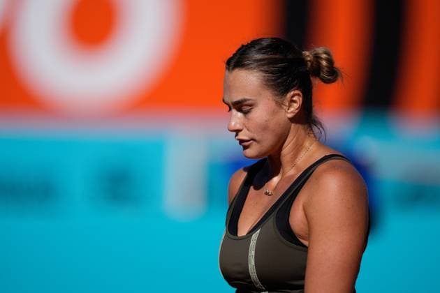 April 22, 2024, Madrid, Madrid, SPAIN: Aryna Sabalenka of Belarus practices during the Mutua Madrid Open 2024, ATP, Tennis Herren Masters 1000 and WTA, Tennis Damen 1000, tournament celebrated at Caja Magica on April 22, 2024 in Madrid, Spain. Madrid SPAIN - ZUMAa181 20240422_zaa_a181_034 Copyright: xOscarxJ.xBarrosox