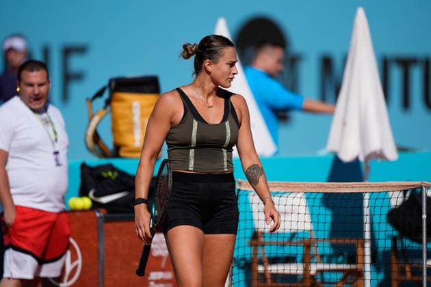 April 22, 2024, Madrid, Madrid, SPAIN: Aryna Sabalenka of Belarus practices during the Mutua Madrid Open 2024, ATP, Tennis Herren Masters 1000 and WTA, Tennis Damen 1000, tournament celebrated at Caja Magica on April 22, 2024 in Madrid, Spain. Madrid SPAIN - ZUMAa181 20240422_zaa_a181_039 Copyright: xOscarxJ.xBarrosox
