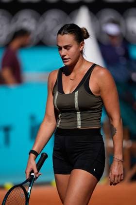 April 22, 2024, Madrid, Madrid, SPAIN: Aryna Sabalenka of Belarus practices during the Mutua Madrid Open 2024, ATP, Tennis Herren Masters 1000 and WTA, Tennis Damen 1000, tournament celebrated at Caja Magica on April 22, 2024 in Madrid, Spain. Madrid SPAIN - ZUMAa181 20240422_zaa_a181_040 Copyright: xOscarxJ.xBarrosox