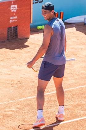Rafa Nadal And Carlos Alcaraz Prepare For The Mutua Open - Madrid Rafa Nadal during his training for the Mutua Openon April 22, 2024, in Madrid (Spain). Photo by Jose Oliva Europa Press ABACAPRESS.COM Madrid Spain Copyright: xEuropaxPress ABACAx